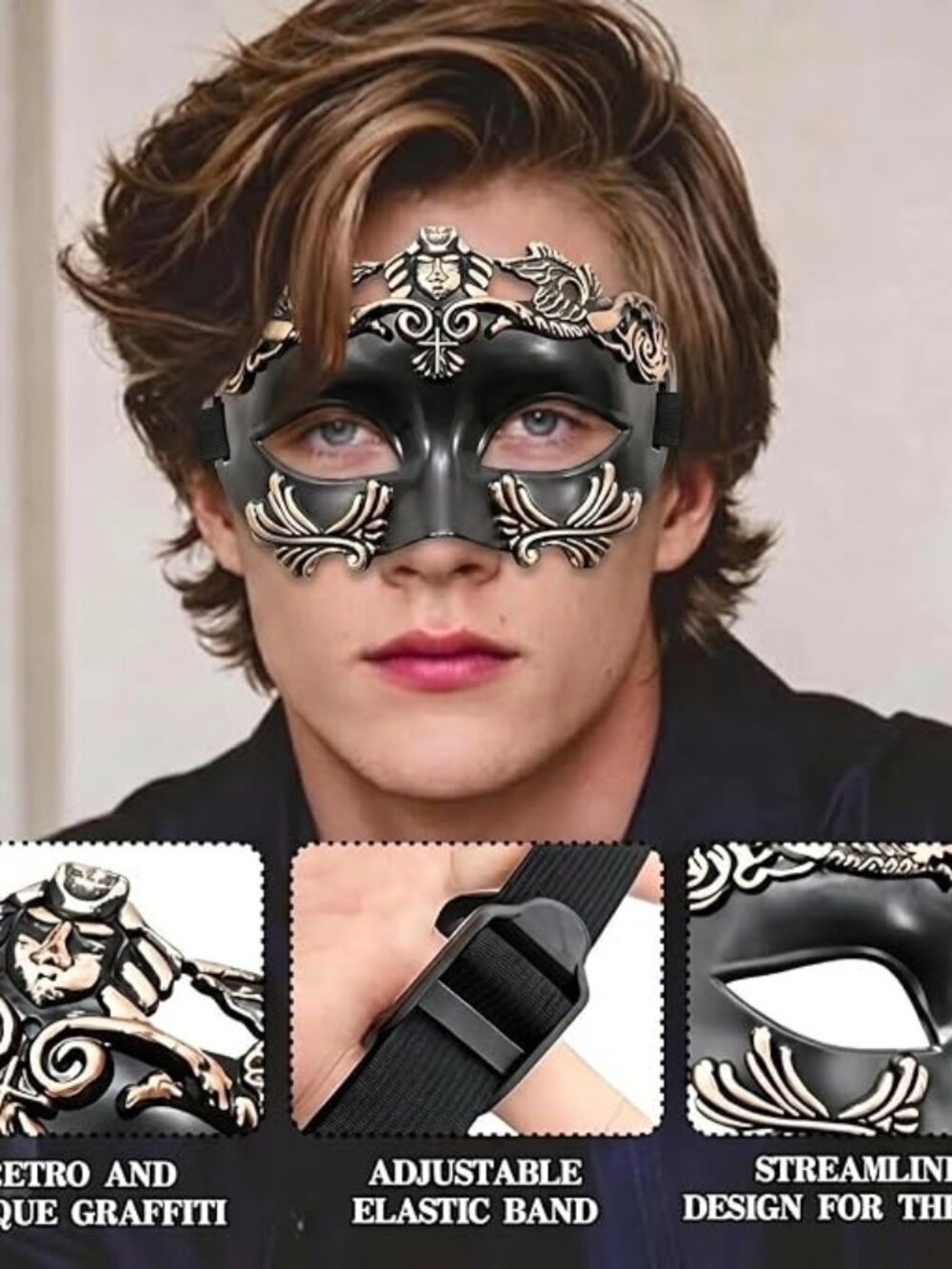 Masquerade Gold Mask - Picture 4 of 6